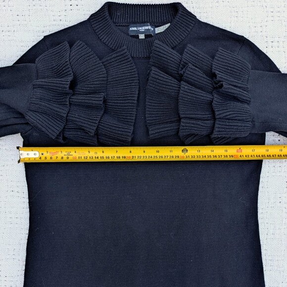 Karl Lagerfeld Paris Black Tiered Ruffle Sleeve Women's Sweater Size XS - Picture 4 of 7